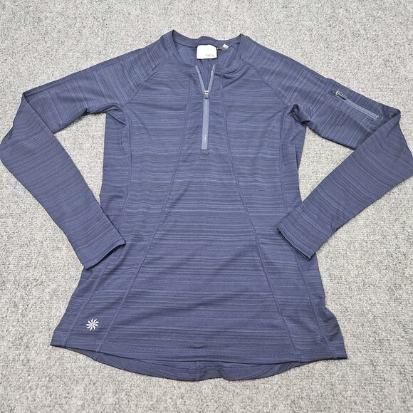 Athleta Top Women Small Blue 1/4 Zip Long Sleeve Stretchy Casual Basic Athletic - Picture 1 of 7